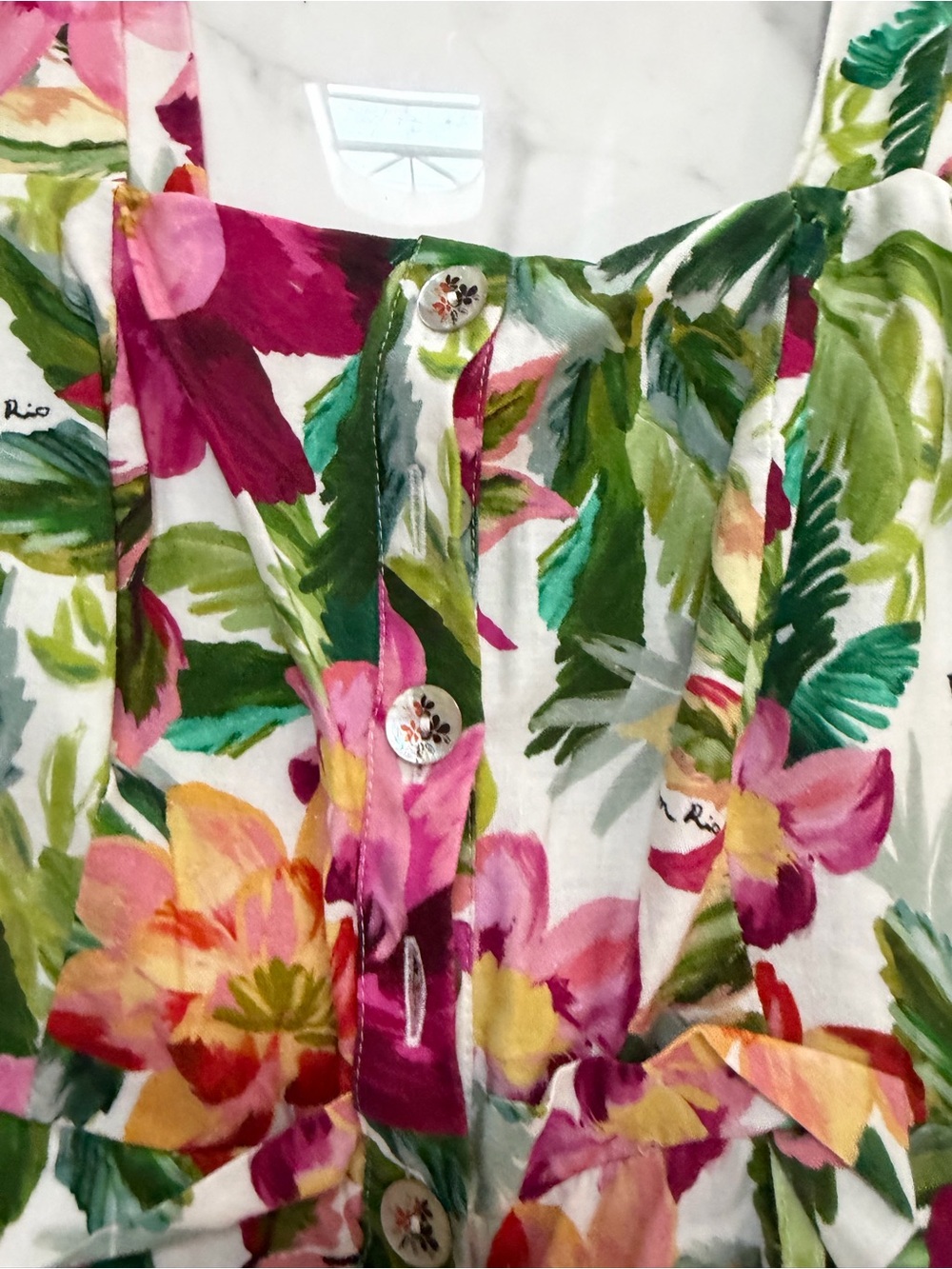 FARM Rio White Floral Jumpsuit with Green and Pink Accents worn once - Picture 6 of 8